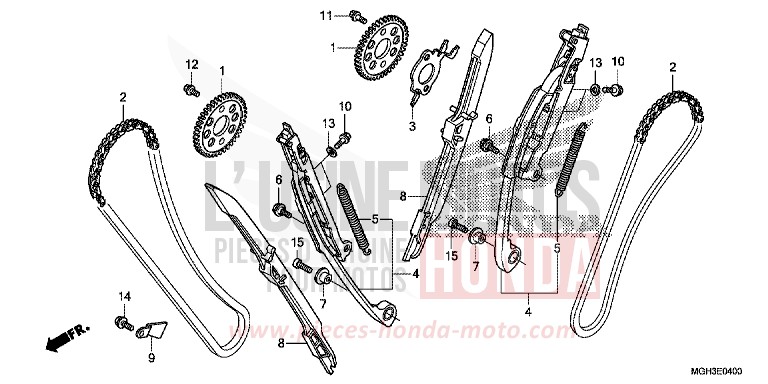 CHAINE A CAMES/TENDEUR de VFR1200X "Crosstourer" DCT PEARL SUNBEAM WHITE (NHA66) 2012